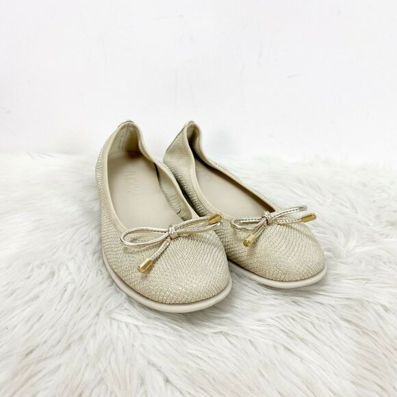 The FLEXX 6 Womens Beige Glitter Comfort Ballet Flats - Picture 1 of 9